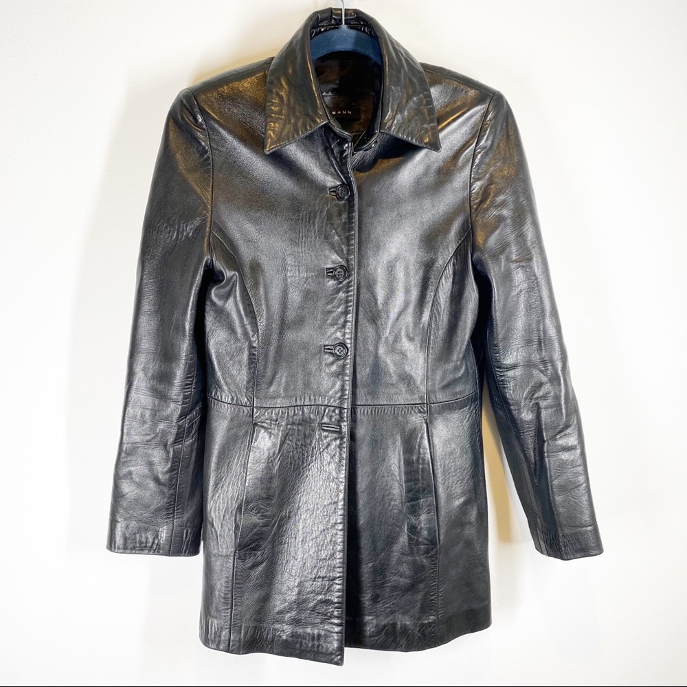 Swann Black Leather Coat